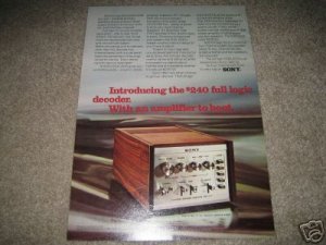 Sony SQA-2030 QUAD Amp add-on Ad from 1974