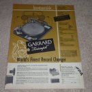 Garrard Triumph RC 80 Turntable Ad, 1955, Leak Amp,NICE