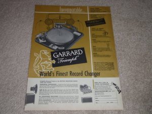 Garrard Triumph RC 80 Turntable Ad, 1955, Leak Amp,NICE