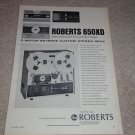 Roberts 650XD Open Reel Ad,1970,features,RARE!