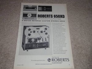Roberts 650XD Open Reel Ad,1970,features,RARE!
