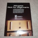 Wingate 2000a Class A Amplifier Ad, 1986, specs