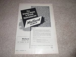 Mullard Tubes ad, 1955, Article, Rare Ad! 1 page