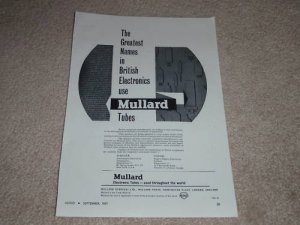 Mullard Tubes Ad, 1957, Article, Very Rare British Ad!