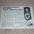 Ohm Walsh 4 Speaker AD, 1984, 6"x8" Article,Rare!