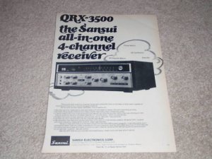 Sansui QRX-3500 QUAD Receiver Ad,specs,Article