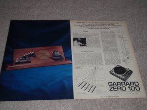 Garrard Zero 100 Turntable Ad,2 pgs,Award,specs,feature