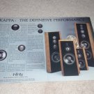 Infinity Kappa Series Ad,1987,Beautiful 2 pg Ad,Article