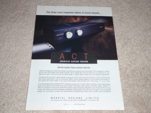 Acurus ACT I Preamp Ad, 1995, Article, Rare Ad!