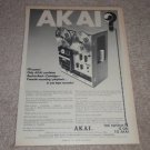 Akai Open Reel,8trk,Cass Machine Ad,RARE! 1972,Article