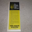 Audio Research Tube Amp,Speaker Ad,Article,4"x11",Rare!