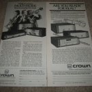 CROWN Multi Mode Amps,FM Tuner,Pre Ad from 1981 2 ads