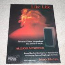 Allison Acoustics Convex Diaphragm Speaker Ad, 1993