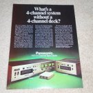 Panasonic QUAD 8 track Deck Ad, 1972,Article, RARE!