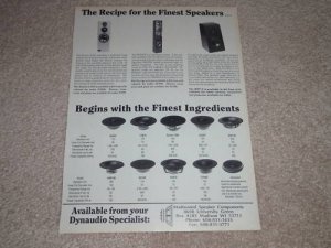 Dynaudio Speaker Ad,1991,Xenon,Myrage,MDY-3,Specs,Info