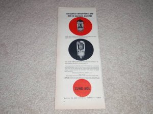 Tung Sol 5881,12ax7 Tube Ad,1955,Article,specs, RARE!