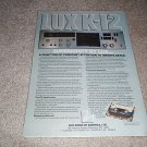 Lux Audio K-12 Cassette Deck Ad from 1980