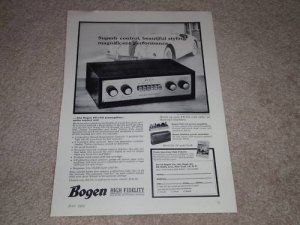 Bogen PR-100 Tube Preamp Ad, 1955,Article, Specs, DR100