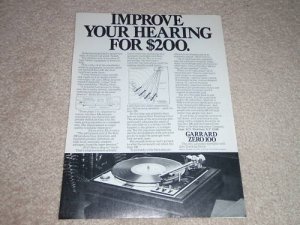 Garrard ZERO 100 Turntable Ad, 1972, Article, Info
