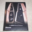 Avalon Osiris Speaker Ad, 1996, 1 pg, Beautiful Ad!