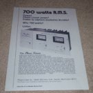 Phase Linear 700 Amplifier Ad,1972,specs,RARE! Carver