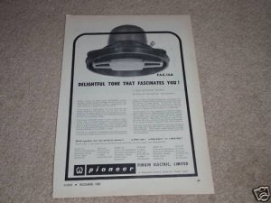 Pioneer PAX-16a,Pax-20a,e,specs, Speaker Ad,1960,1st !
