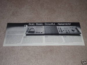 Nakamichi 600 Cassette,620 Amp,630 Tuner Ad,2 pgs,6"x17