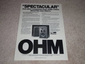 OHM L Speaker Ad, 1977, Article, Beautiful Ad!