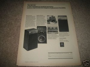 AR Acoustic Research AR-10 Speaker Ad from 1974