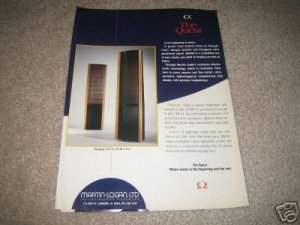 Martin Logan The Quest Speaker Ad from 1992, mint!