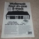 Wollensak 8060 8 Track Ad,1972,Article, QUAD Audio Ad