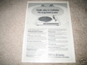 BSR Vintage Ad 1980 turntable Pro III Series 300, 200