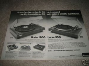 Sansui SR-525,222 Turntable Ad from 1976,2 pages