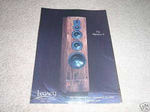 Legacy Signature II Speaker AD from 1991, 2 sides, info