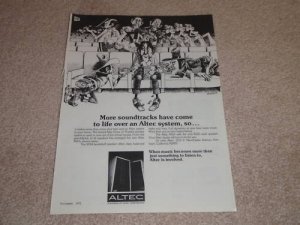 Altec 874A Segovia Speaker AD, 1972, Nice Ad! Frame it!