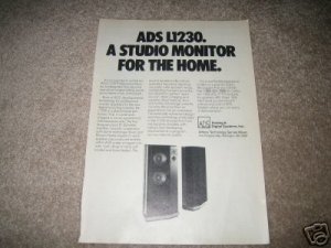 ADS Vintage Ad 1982 L1230 Studio Monitor, Article,NICE!
