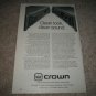 CROWN Power Amp Ad from 1979,Power Line One Series