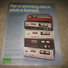Sansui Cassette Decks Ad from 1978, 5 decks!