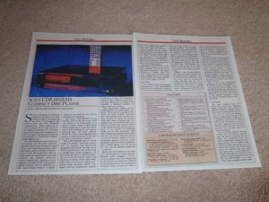 Sony ES CD CDP-605esD Review, 1987, 2 pgs, Full Test