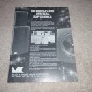 M&K Subwoofer Ad, 1987, Article, 1 pg, Rare Ad!