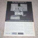 Sony Sterecorder 777 System Ad,1962,Nice! Specs, RARE!
