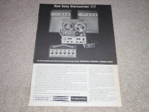 Sony Sterecorder 777 System Ad,1962,Nice! Specs, RARE!