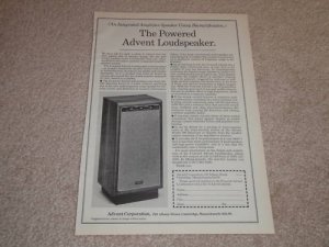 Advent Powered Speaker Ad,Article, 1978, Information
