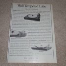 Well Tempered Labs Ad, 1989, Signature, Classic,Article