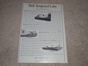 Well Tempered Labs Ad, 1989, Signature, Classic,Article