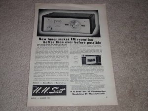 HH Scott 311 Fm Tube Tuner Ad,1955,Article, specs,RARE!