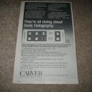 Carver C-4000 Sonic Holography Ad from 1978 5"x8"