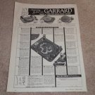 Garrard RC 98, 88, 121 Turntable Ad, 1956, Articles,1pg