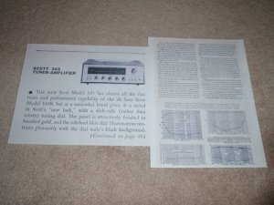 Scott 345 Receiver Review, 2 pgs, 1964, Specs, Info