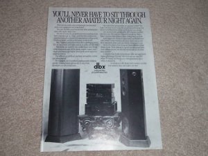 DBX Ad, 1987, Soudfield Speakers, DX5 CD, Amp, Nice Ad!